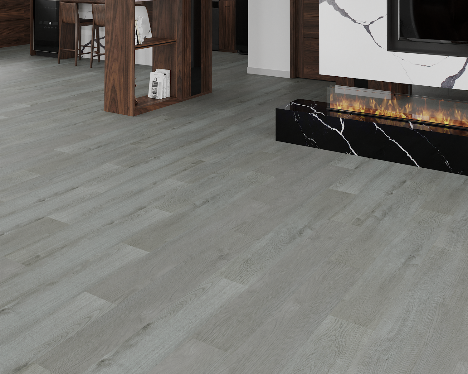 Кварцвиниловый SPC ламинат Art East Artek Дуб Дальневосточный 25-ART 1200×182×4,5 фото в интерьере